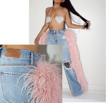 Feathered Fantasy Distressed Denim Light Pink PRE ORDER ships 6/20-7/4
