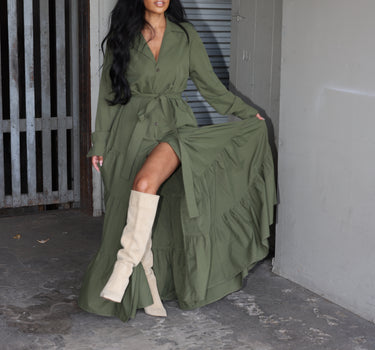 The Command Attention Maxi Trench Dress