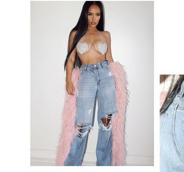 Feathered Fantasy Distressed Denim Light Pink PRE ORDER ships 6/20-7/4