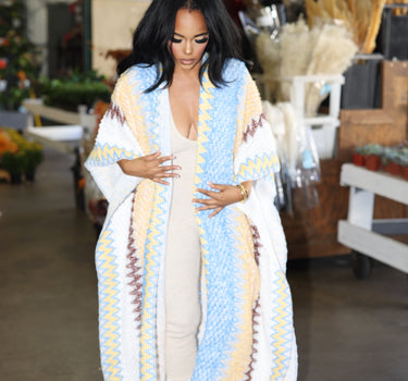 Sunrise Chevron Tassel Duster Cardigan